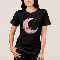 Lune rose Croissant avec de jolies fleurs