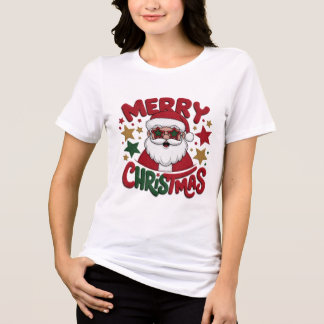 T-shirt En Tri-matière Lunettes de soleil Cool Hipster Santa Claus Retro
