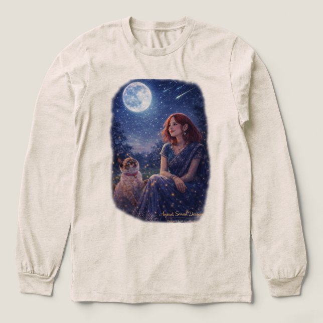 T-shirt En Tri-matière Magical Girl and Kitten - Starry Night Dream Cat (Motif devant)