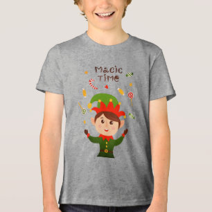 T-shirt En Tri-matière Magique Temps Joli Noël Fêtes Candy Elf