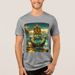 T-SHIRT EN TRI-MATIÈRE MAIN DE HAMSA – MAIN DE FATIMA – ZEN BOUDDHISME