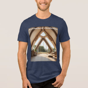 T-shirt En Tri-matière Maison futuriste en construction avec géométrique