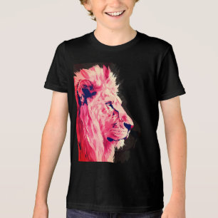 T-shirt En Tri-matière Majesté Lion Rose sur Toile Noire