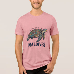 T-shirt En Tri-matière Maldives Vintage Tortue de Mer Voyage Chemise Desi