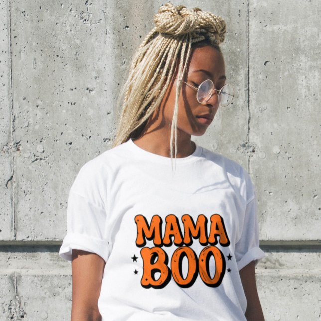 T-shirt En Tri-matière Mama Boo Orange Black Halloween Family Matching (Créateur téléchargé)