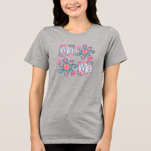 T-shirt En Tri-matière Mama : L'élégance florale dans le style Preppy