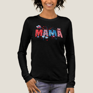 T-shirt En Tri-matière Mama Lunettes de soleil USA Drapeau Feu d'artifice