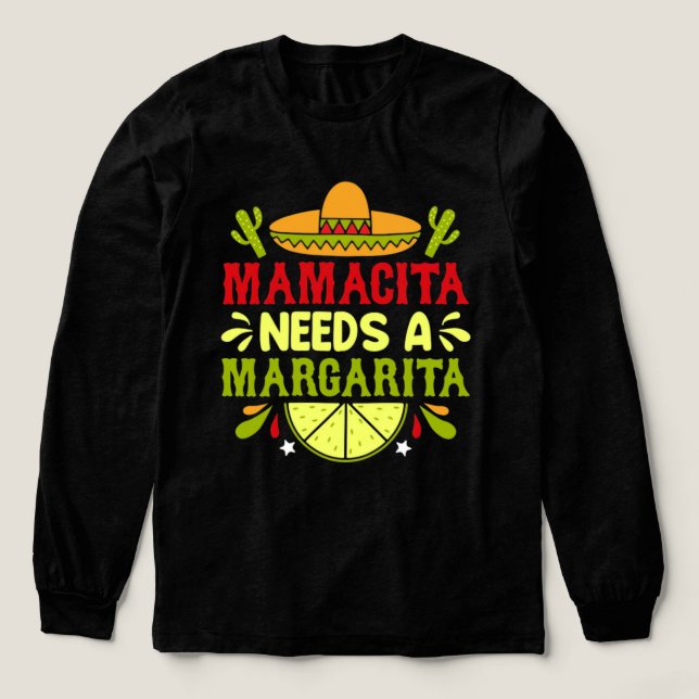 T-shirt En Tri-matière mamacita-needs-margarita-cinco-de-mayo-typography- (Motif devant)