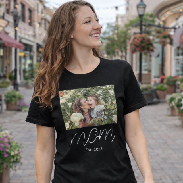 T-shirt En Tri-matière Maman a établi un script photo noir  (Créateur téléchargé)