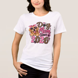 T-shirt En Tri-matière Maman de Chien Depuis 2026 | Léopard Rose