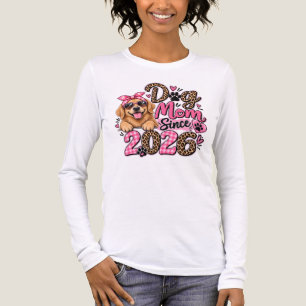 T-shirt En Tri-matière Maman de Chien Depuis 2026 Léopard Rose