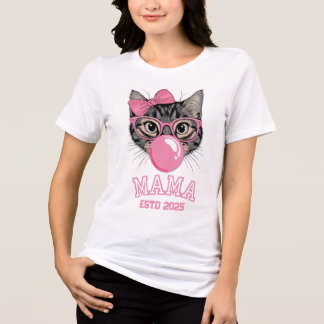T-shirt En Tri-matière Maman Fondée 2025 Chaton Mignon