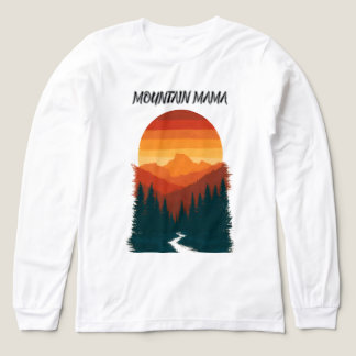 T-shirt En Tri-matière Maman Montagne Graphique Forêt Coucher de Soleil R