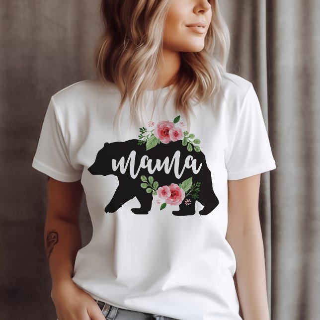 T-shirt En Tri-matière Maman Ours Élégant Rustique Fleurs Florales Maman (Créateur téléchargé)
