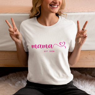 T-shirt En Tri-matière Maman Rose Chaud En écriture Manuscrite à boucle e