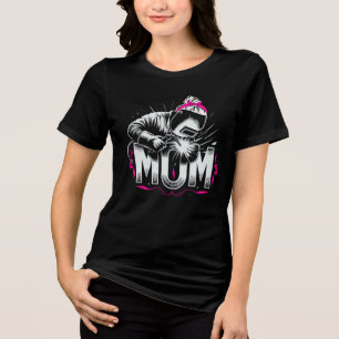 T-shirt En Tri-matière Maman Soudureuse Rose Mignonne Frappant Un Arc Fém