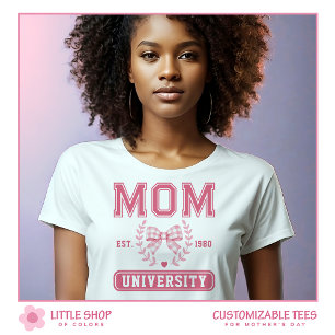 T-shirt En Tri-matière Maman Université Rose Ruban Fête des Mères