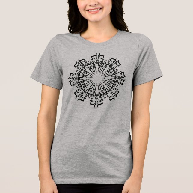 T-shirt En Tri-matière Mandala 3 Black Design Femen Chemise (Recto)