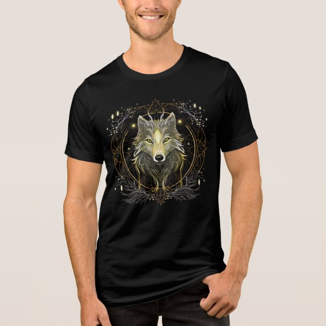 T-shirt En Tri-matière Mandala du loup lumineux – Art de l'animal spiritu (Recto)