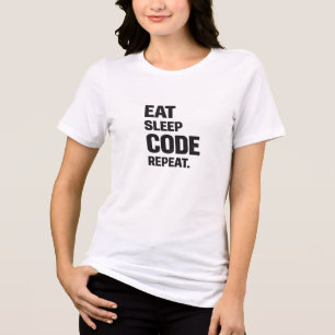 T-shirt En Tri-matière Manger Dormir Code Répéter – Humour de Programmeur