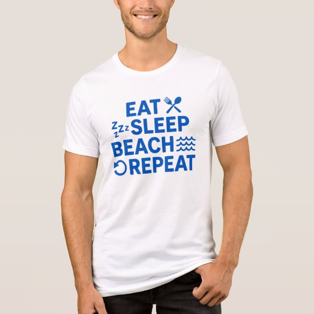 T-shirt En Tri-matière Manger Dormir Plage Répéter (Recto)