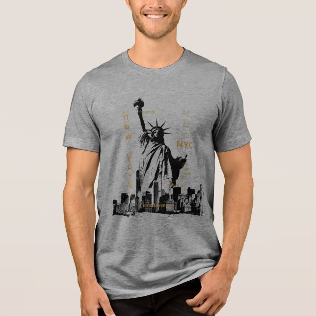 T-shirt En Tri-matière Manhattan Nyc Liberty Statue Mens Manche Court (Recto)