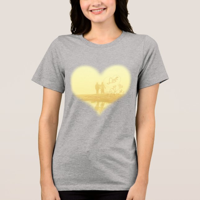 T-shirt En Tri-matière Mariage de la plage de Coeur Jaune (Recto)