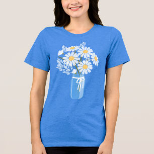T-shirt En Tri-matière Mariage Mason Jar aux marguerites blanches