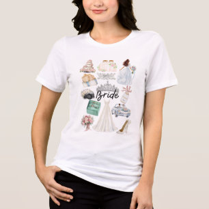 T-shirt En Tri-matière MARIÉE avec Images de mariage à l'aquarelle douce