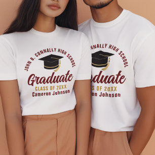 T-shirt En Tri-matière Maroon Gold Graduate Custom School 2025 Graduation