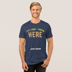 T-SHIRT EN TRI-MATIÈRE MARQUE BLEUE SOLIDE MARQUE MODERNE ET PERSONNALISA