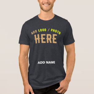 T-SHIRT EN TRI-MATIÈRE MARQUE DE CUIR NOIR MODERNE ET PERSONNALISABLE