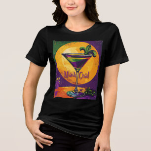T-shirt En Tri-matière Martini Fleur de Lis Mardi Gras Milieu de Siècle C