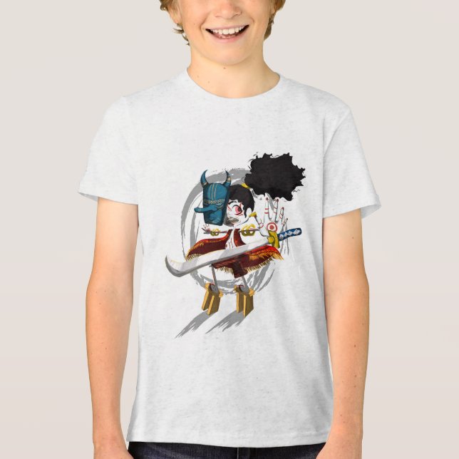 T-shirt En Tri-matière Masque de démon Chibi de guerrier samouraï (Recto)