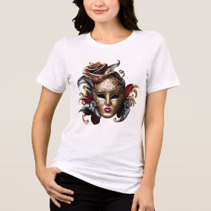T-shirt En Tri-matière Masque de masquerade bleu bronze rouge noir chic