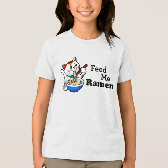 T-shirt En Tri-matière Me nourrir Ramen - Chat mignon (Recto)