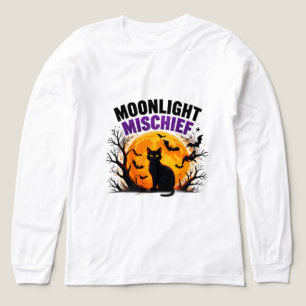 T-shirt En Tri-matière Méchanceté au Clair de Lune Chat Noir Automne Hall