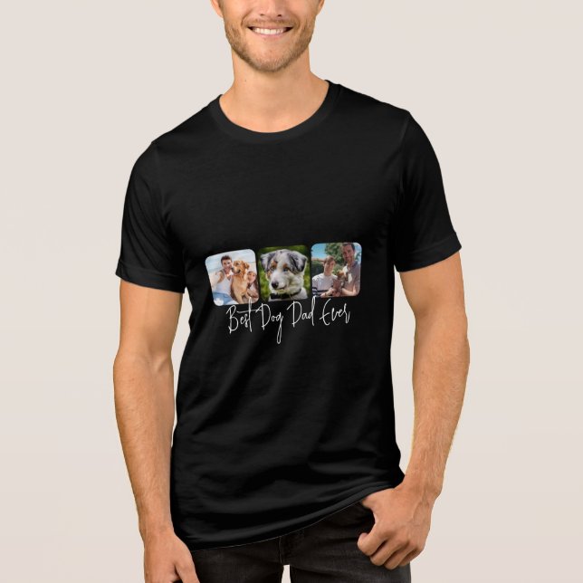T-shirt En Tri-matière Meilleur Chien Papa Jamais - Collage Personnalisé  (Recto)