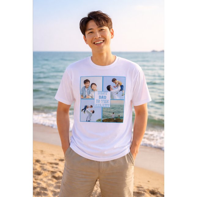 T-shirt En Tri-matière Meilleur Papa de la Galaxie Photo Personnalisée (Créateur téléchargé)