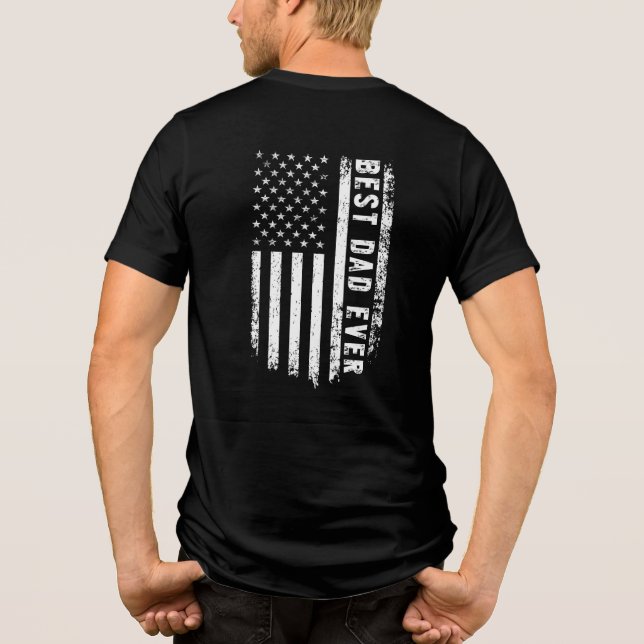 T-shirt En Tri-matière Meilleur Papa Jamais - T-shirt Drapeau Américain (Verso)