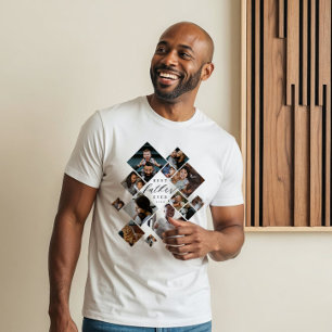 T-shirt En Tri-matière Meilleur Père du Monde Collage Photo Moderne Perso