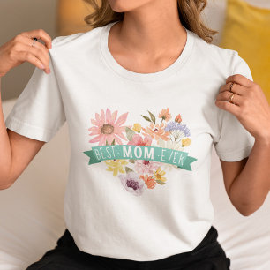 T-shirt En Tri-matière Meilleure maman jamais   Blooming Fleur sauvage He