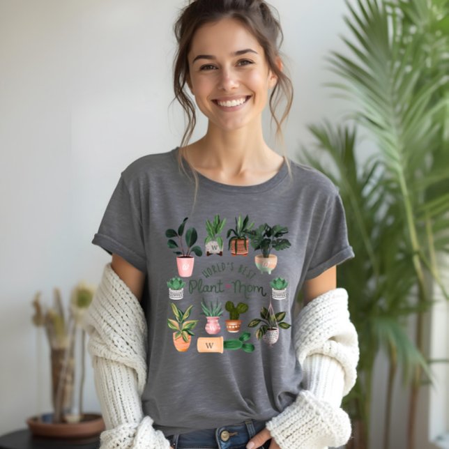 T-shirt En Tri-matière Meilleure maman Plante du monde aquarelle Plante p (World's Best Plant Mom Watercolor Potted Plants Tri-Blend Shirt)