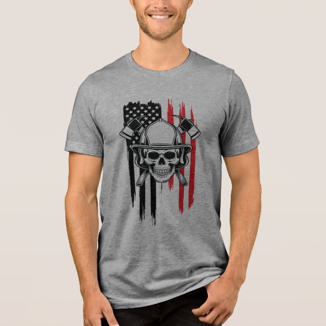 T-shirt En Tri-matière Mens Skull Firefighter  (Recto)