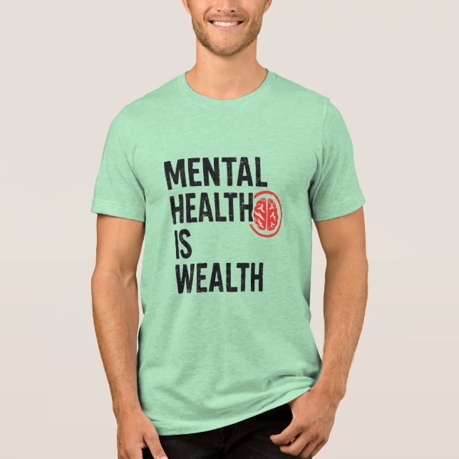 T-shirt En Tri-matière Mental Health Is Wealth – Motivational Brain Desig (Recto)