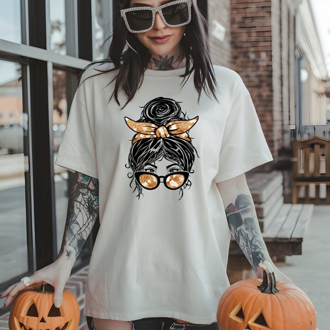 T-shirt En Tri-matière Merci maman, Merci à maman Bun (Thanksgiving mom, fall fashion, festive bun, Thanksgiving outfit, fall season, autumn leaves)