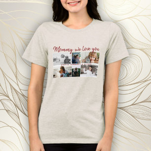 T-shirt En Tri-matière Mère avec enfants et famille Maman 6 Photo Collage