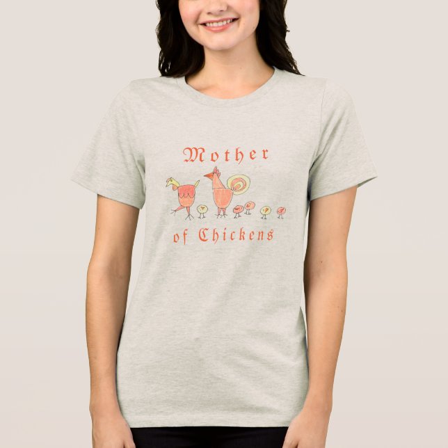 T-shirt En Tri-matière Mère des poulets Illustré Ferme Girl (Recto)