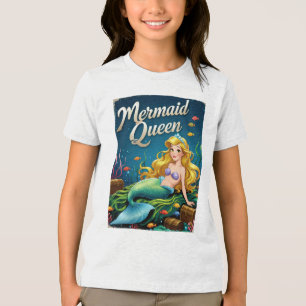 T-shirt En Tri-matière Mermaid Queen Cartoon Ocean Pourcentage