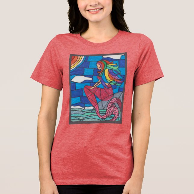 T-shirt En Tri-matière Mermaid T Shirt With Stained Glass Style Artwork (Recto)